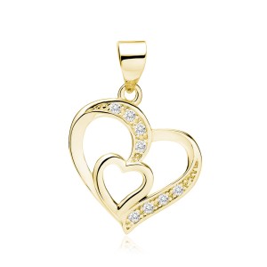 Pandantiv argint placat cu aur galben inimi cu pietre DiAmanti Z0835CG-DIA (Argint 925‰ 1,2 g.)